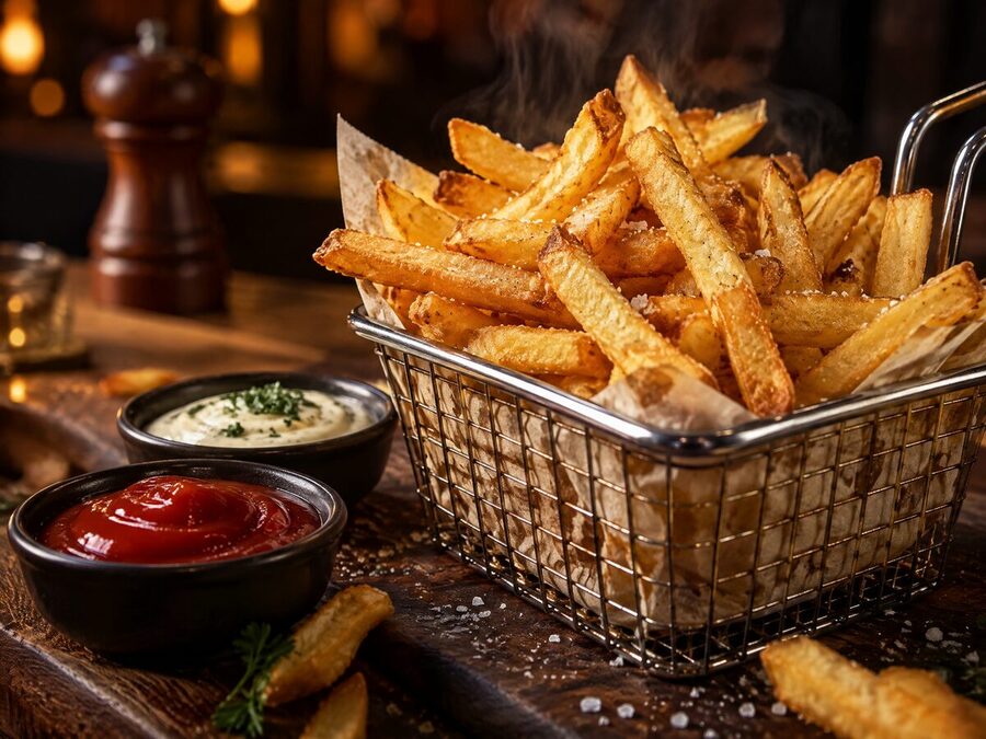 Ración de patatas fritas crujientes